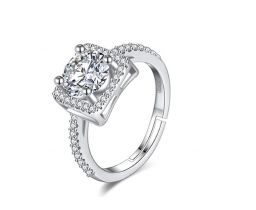  Luxe 925 sterling zilveren CZ steen witte ring voor dames 