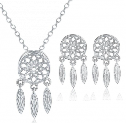  925 Sterling Silver Feather Style Dreamcatcher-sieradensets voor dames 