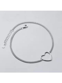 Minimalistisch 925 sterling zilver mode groot hart enkelbandje voor dames