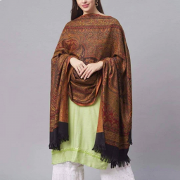 Pashmina Silk Jamawar-Sjaal: Bruin