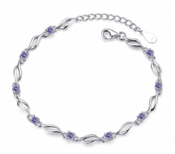 925 zilveren  paarse kristallen enkelbanden voor  vrouwen 