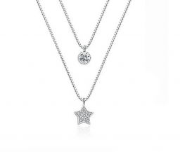  Dubbellaagse Cubic Zirconia Star 925 sterling zilveren kettingen voor vrouwen 