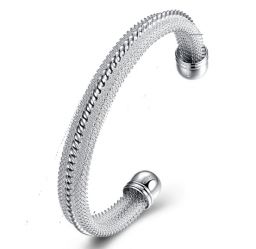  925 Sterling Zilver Geweven Bangle Armband Voor Vrouwen 