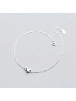 Eenvoudige 925 sterling zilveren gladde hartvormige enkelbanden voor dames