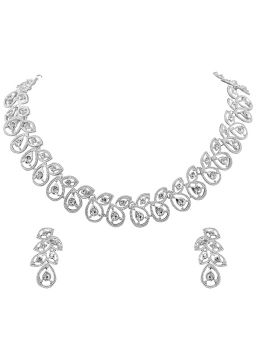 Leafy Design Oostenrijkse diamanten legering choker sieraden set dames