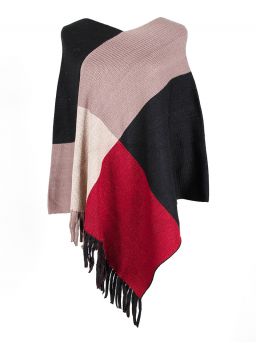 Grote raster kleur bijpassende gebreide warme sjaal herfst en winter poncho's_1