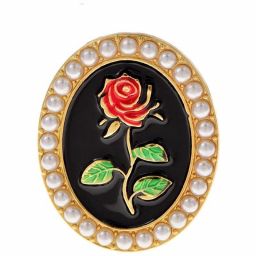 Emaille bloem ronde vorm gesimuleerde parels broche voor dames en heren