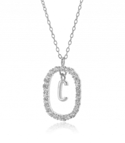 925 Zilver Ovaal Ketting Met Hanger - Letter C
