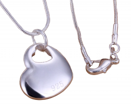  925 sterling zilver massief hart gladde hanger ketting ketting voor dames