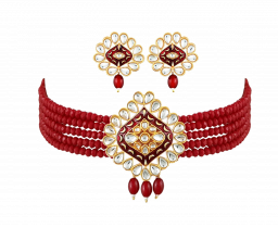 AAA parel choker ketting imitatie sieraden set voor vrouwen (rood)
