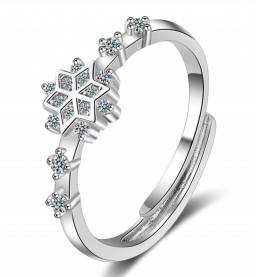 Cubic Zirconia Snowflake Flower 925 sterling zilveren vrouwelijke aanpasbare ringen