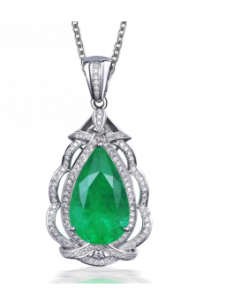 Mode 925 Zilveren Sieraden Ketting Waterdruppel Vorm Emerald Zirkoon Hanger Voor Vrouwen