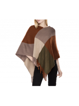 Grote raster kleur bijpassende gebreide warme sjaal herfst en winter poncho's_3