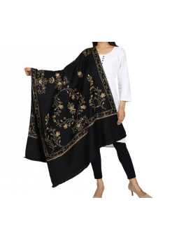 Kashmiri handgeborduurde sjaal van zuivere wol voor dames