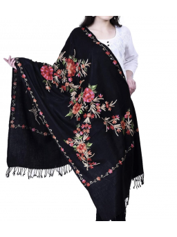 Paisley bloemenranden patroon wollen sjaal omkeerbaar