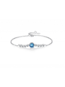 925 Sterling Zilver Ronde Blauwe Kristallen Armband Voor Dames Mode-sieraden
