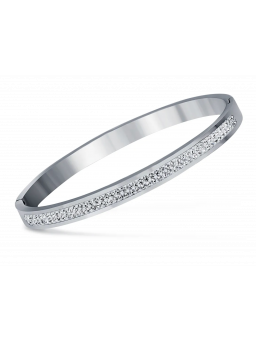 Mode-sieraden armbanden met twee lijnen kristal strass Pave roestvrijstalen armband voor dames